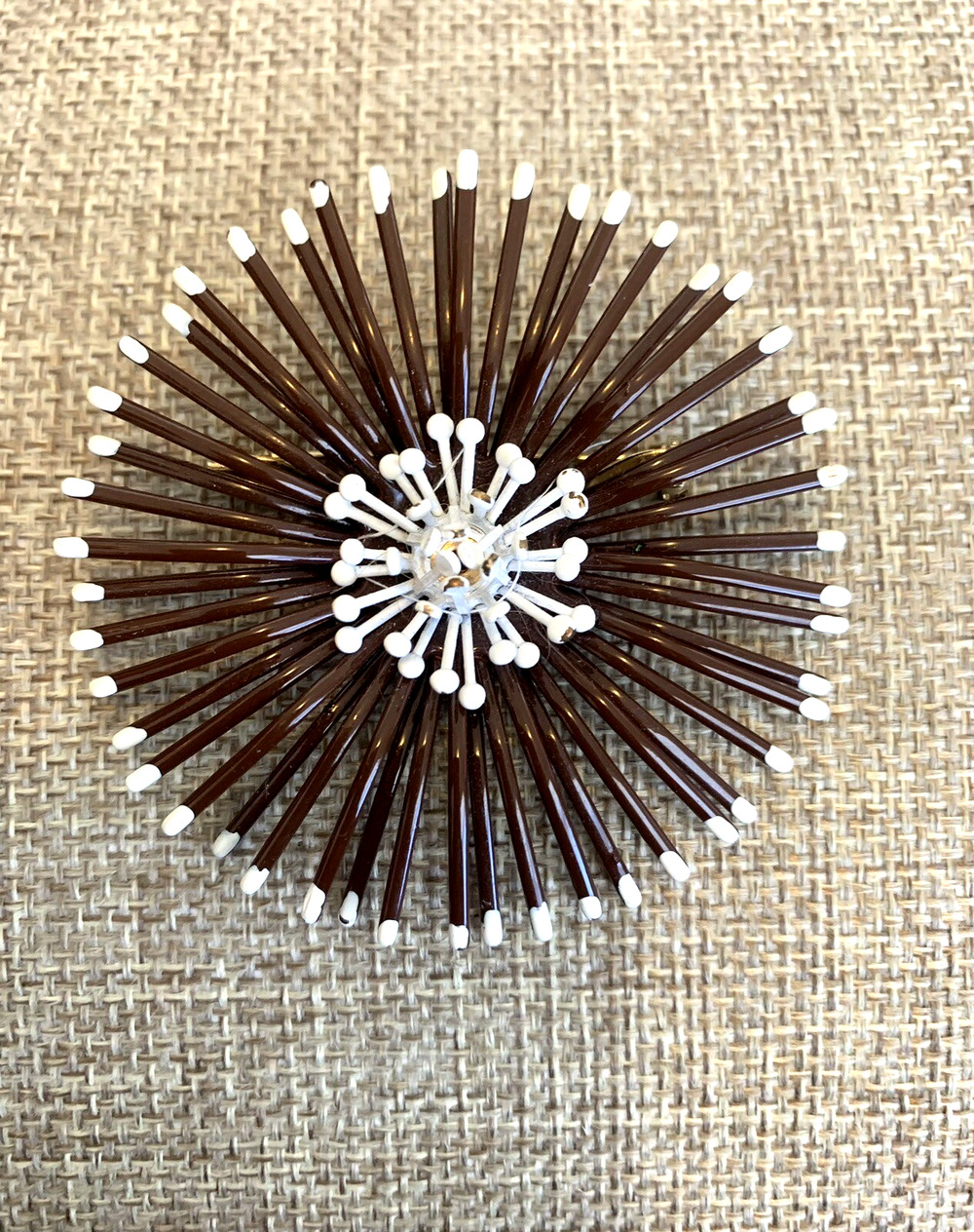 Vintage Atomic Age Retro Enamel Brooch Floral Anemone Rivet Construction